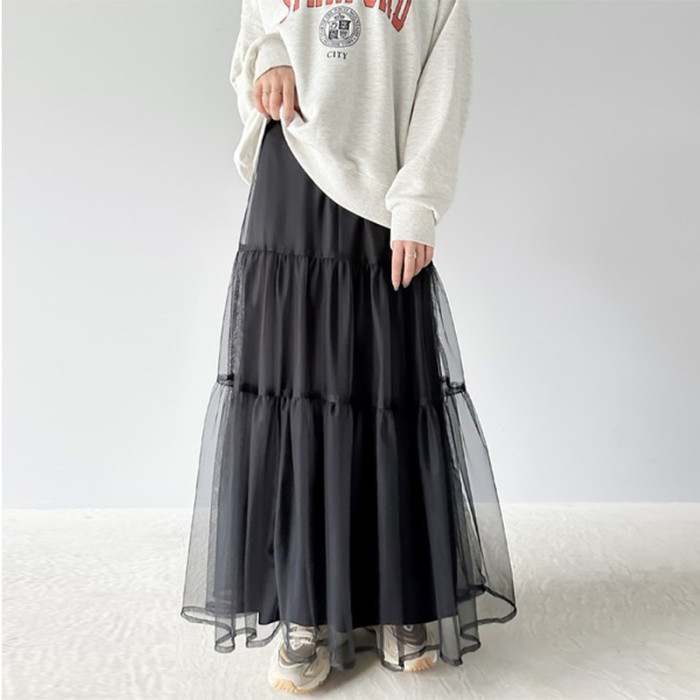✨High Waist Draped Gauzy A-Line Midi Skirt✨