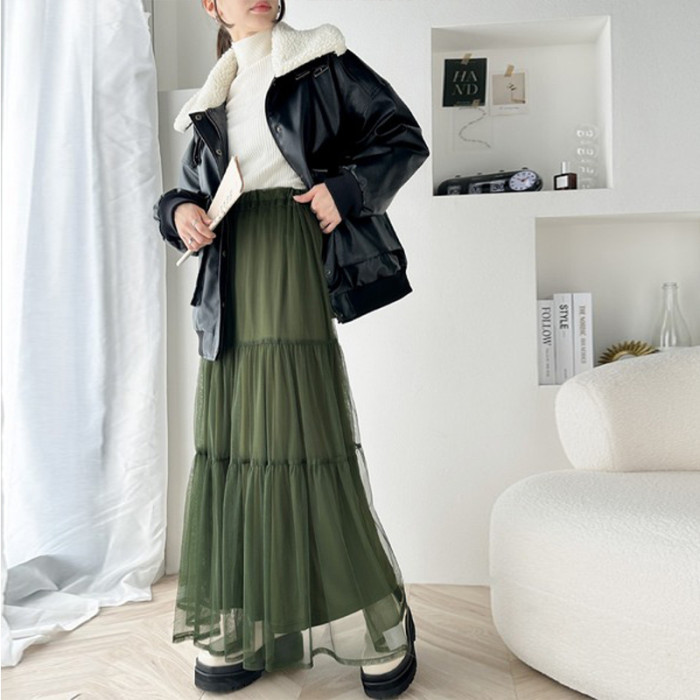 ✨High Waist Draped Gauzy A-Line Midi Skirt✨