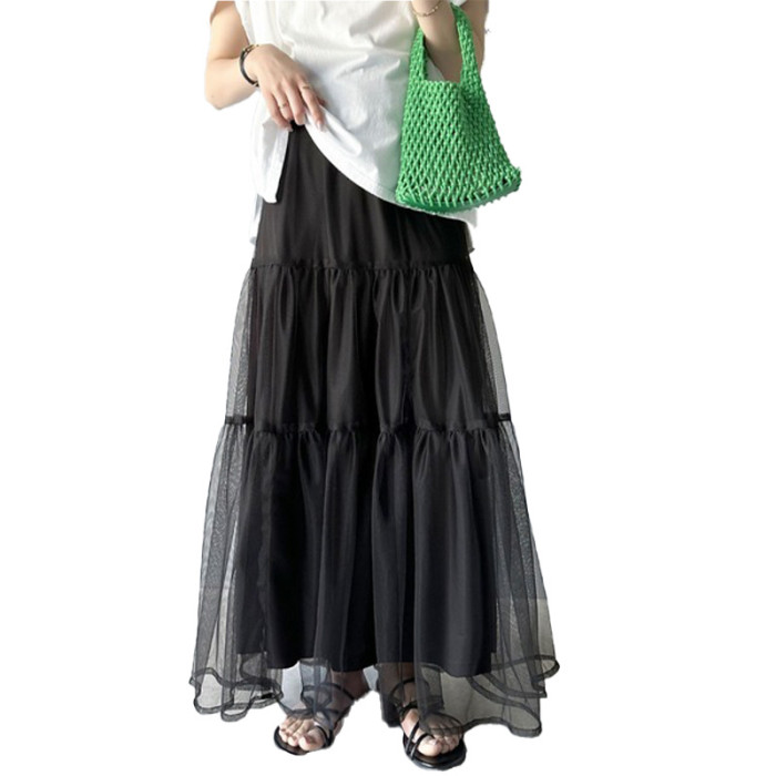 ✨High Waist Draped Gauzy A-Line Midi Skirt✨