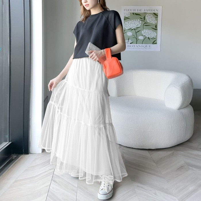 ✨High Waist Draped Gauzy A-Line Midi Skirt✨