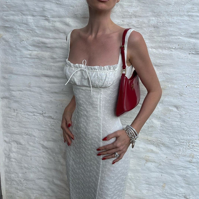 ✨Sexy Square Neck Embroidered Bohe Suspender Maxi Dress✨