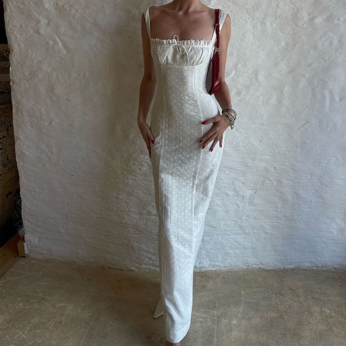 ✨Sexy Square Neck Embroidered Bohe Suspender Maxi Dress✨