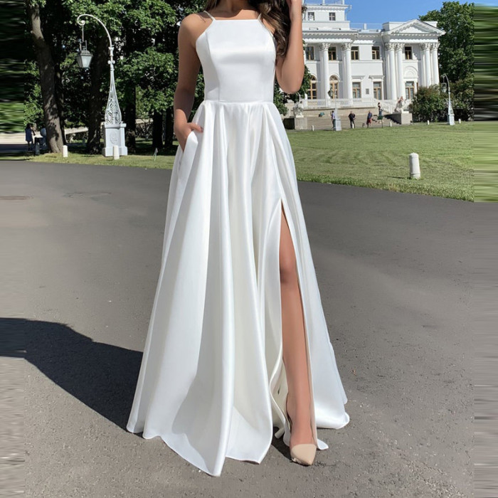 ✨Sexy Off Shoulder Split Backless Suspender Long Dress✨