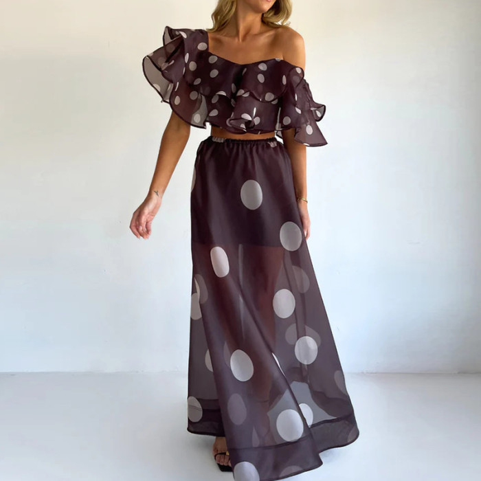 ✨Fashion Flower Print Off Shoulder 2-Piece Skirt Set✨