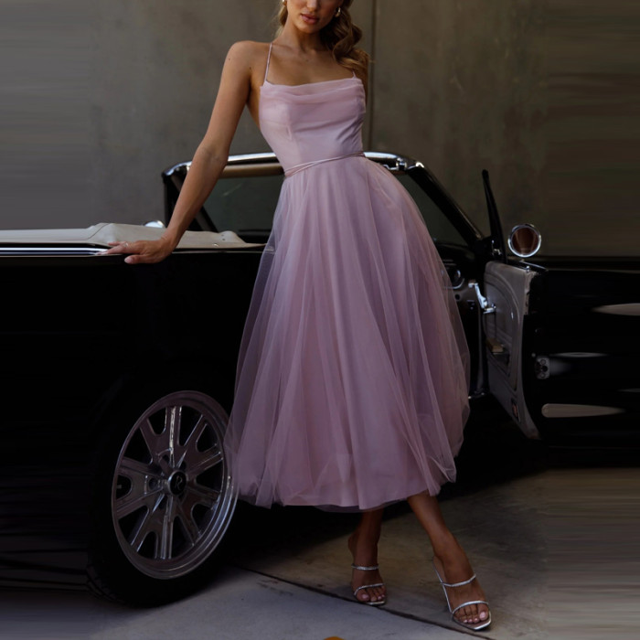 ✨Women Sexy Mesh High Waist Backless Off Shoulder A-Line Long Dress✨