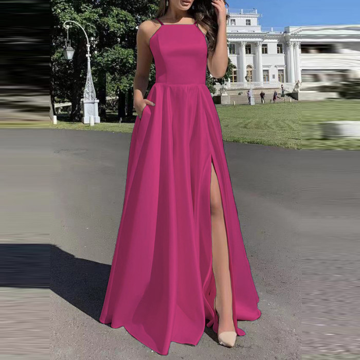 ✨Sexy Off Shoulder Split Backless Suspender Long Dress✨