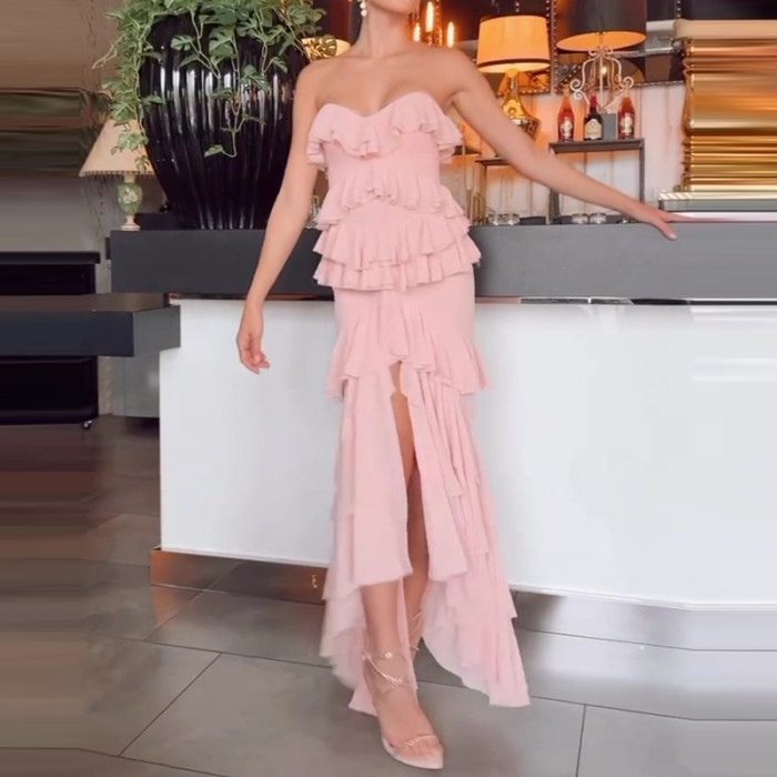 ✨Sexy Strapless Backless Ruffle Split Long Dress✨