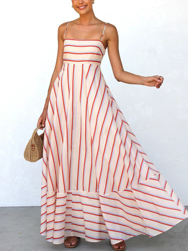 ✨Fashion High Waist Off Shoulder Striped Swing Dress✨