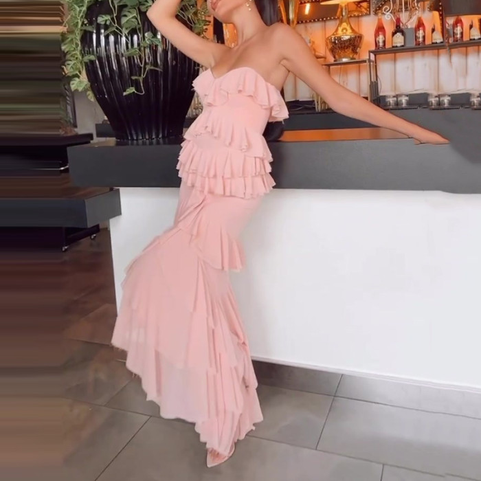 ✨Sexy Strapless Backless Ruffle Split Long Dress✨