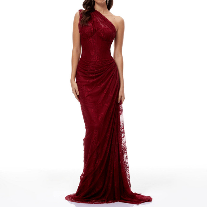 ✨Elegant Asymmetrical Draped One Shoulder Long Dress✨