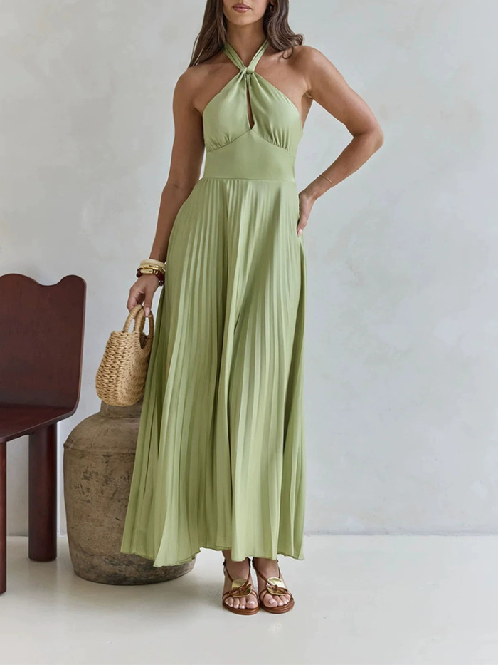 ✨Summer Elegant Halter Hollow Out Swing Long Dress✨