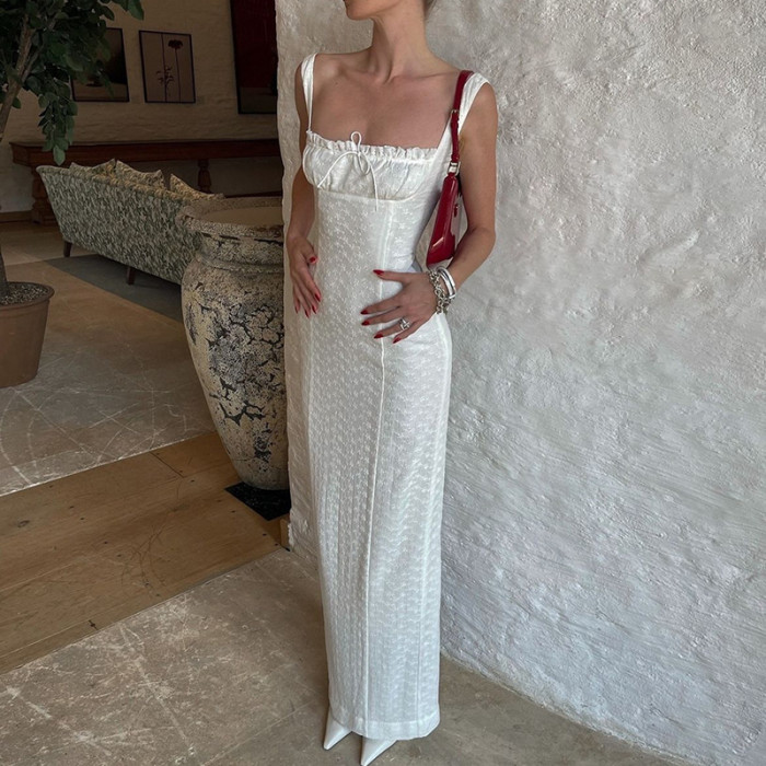 ✨Sexy Square Neck Embroidered Bohe Suspender Maxi Dress✨