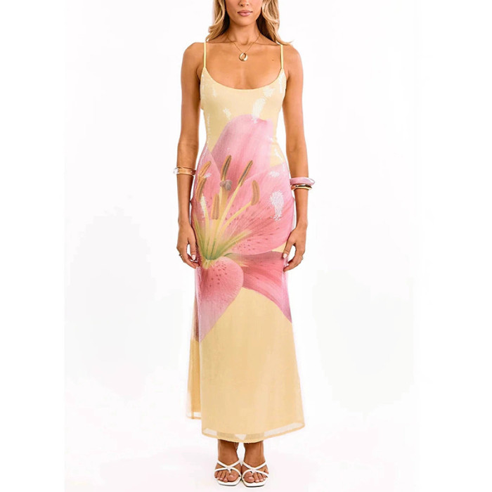 ✨Summer High Waist Draped Flower Print Wrap Hip Dress✨