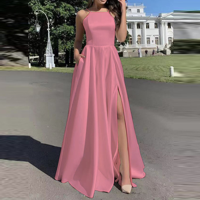 ✨Sexy Off Shoulder Split Backless Suspender Long Dress✨
