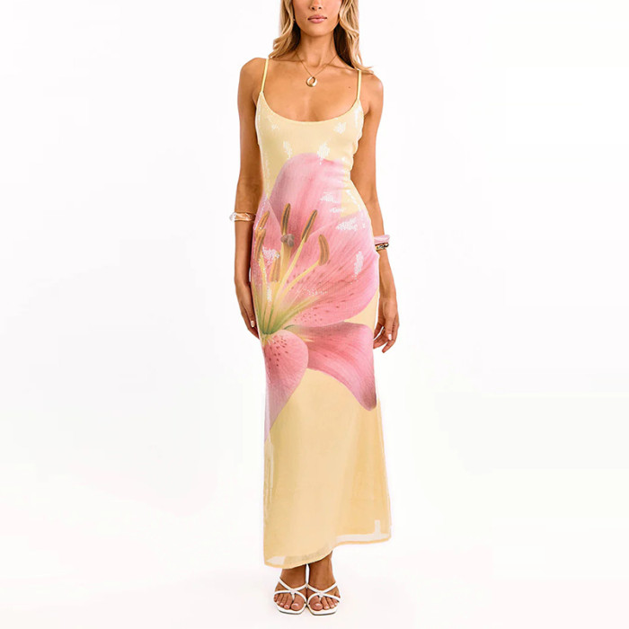 ✨Summer High Waist Draped Flower Print Wrap Hip Dress✨