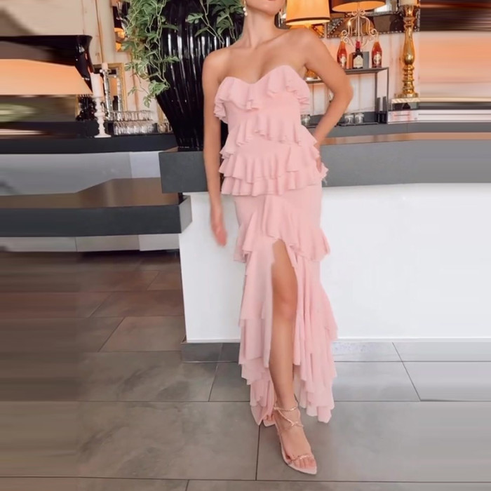 ✨Sexy Strapless Backless Ruffle Split Long Dress✨