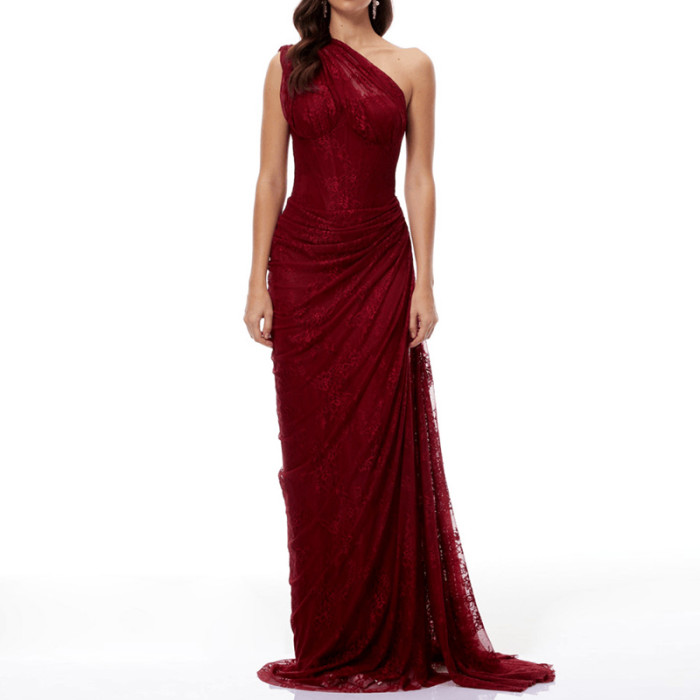 ✨Elegant Asymmetrical Draped One Shoulder Long Dress✨