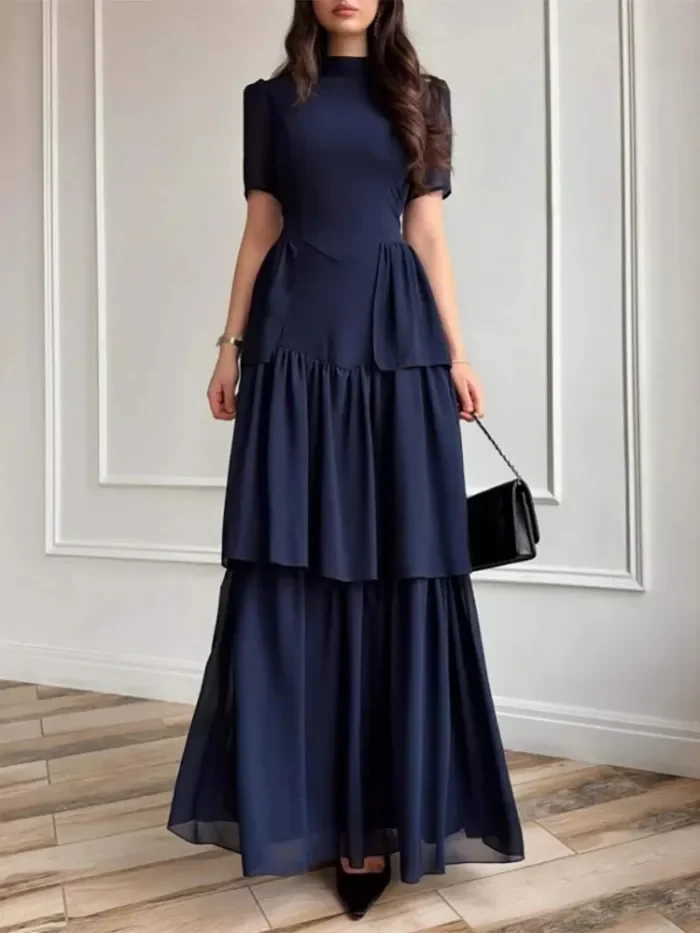 ✨Fashion O-neck High Waist Multi Layer Cake Long Dress✨