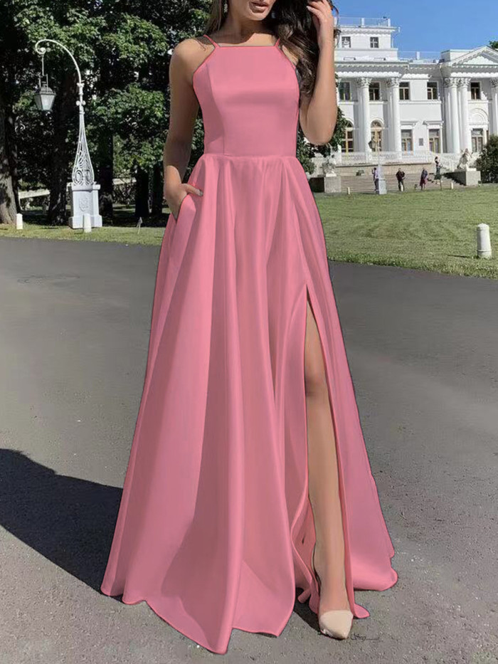 ✨Sexy Off Shoulder Split Backless Suspender Long Dress✨