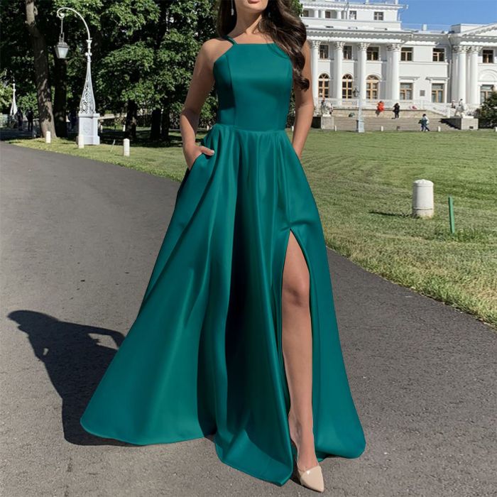 ✨Sexy Off Shoulder Split Backless Suspender Long Dress✨
