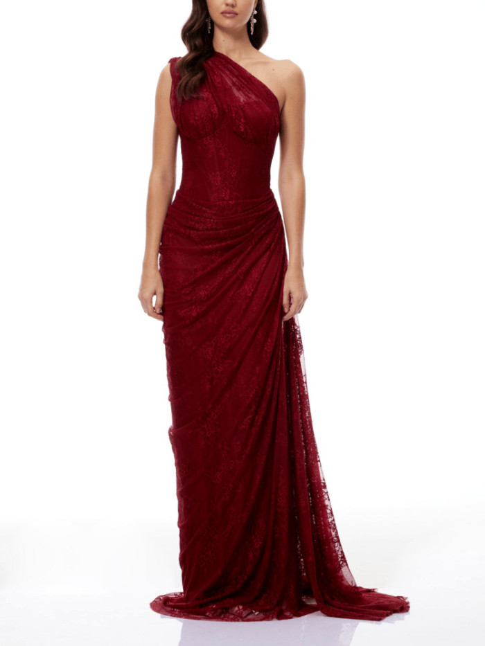 ✨Elegant Asymmetrical Draped One Shoulder Long Dress✨