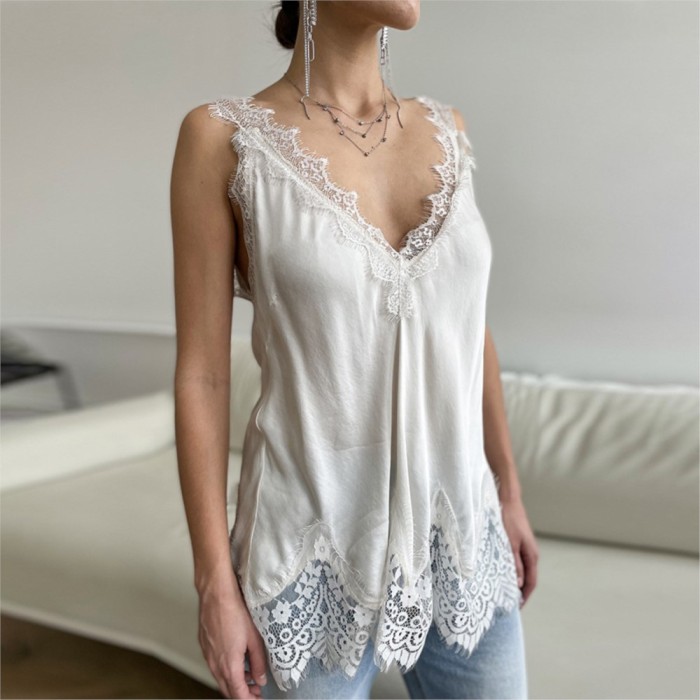 ✨Lace Splicing V-Neck Sleeveless Suspender Top✨