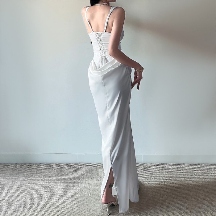 ✨Elegant Solid Color Square Neck Fishbone Suspender Dress✨