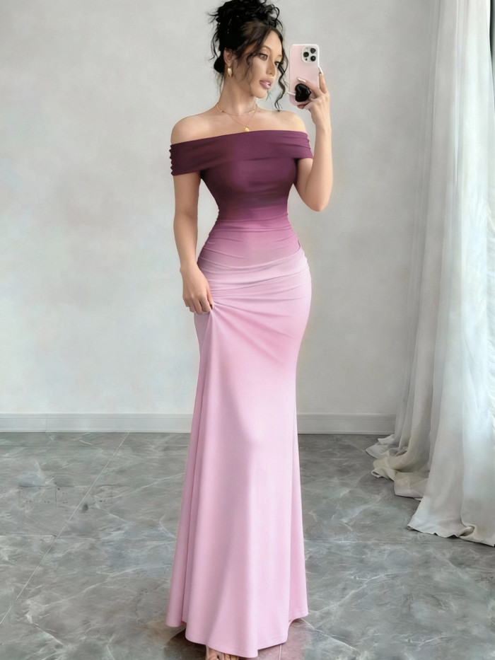 ✨Gradient Off-Shoulder Long Hip Dress✨