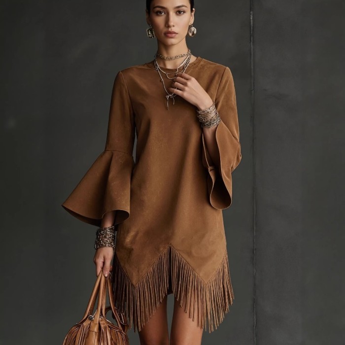 ✨Vintage Bell Sleeve Tie Waist Ethnic Casual Dress✨