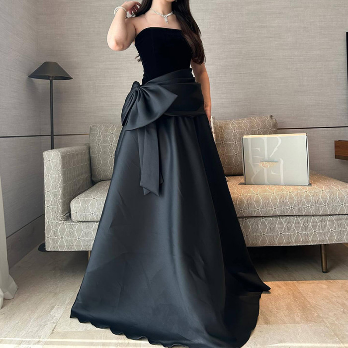 ✨Elegant Strapless Pleated Satin A-Line Evening Dress✨