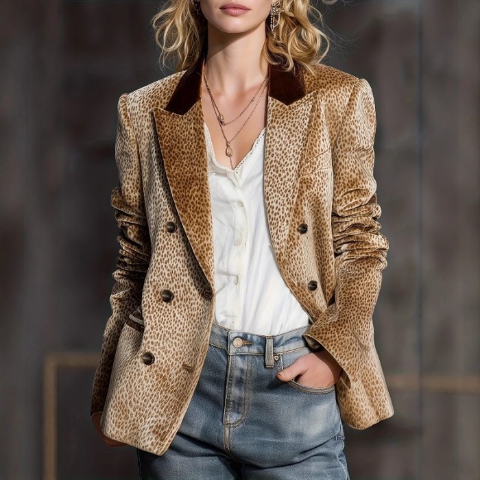 ✨Vintage Leopard Print Velvet Blazer Coat✨