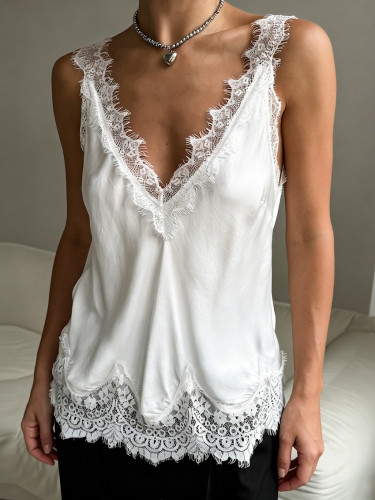 ✨Lace Splicing V-Neck Sleeveless Suspender Top✨
