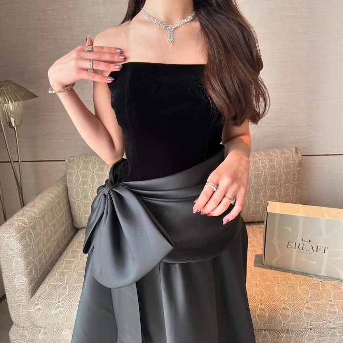 ✨Elegant Strapless Pleated Satin A-Line Evening Dress✨