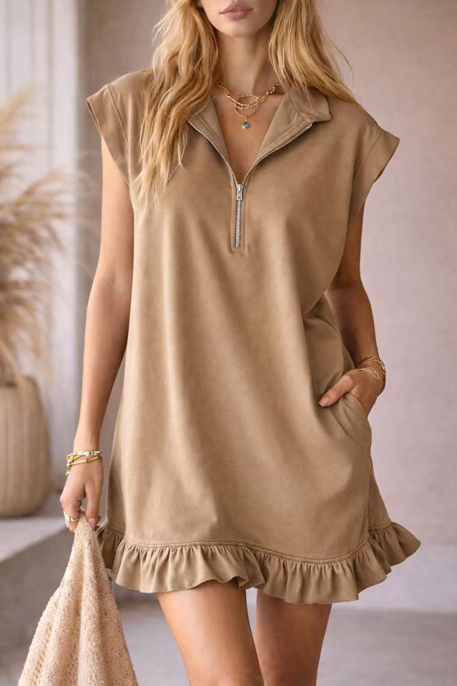✨Summer Printed Collar Zipper Long Sleeve Casual Dress✨