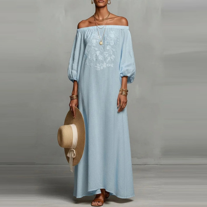 ✨Bohemian Off Shoulder Print Beach Long Dress✨