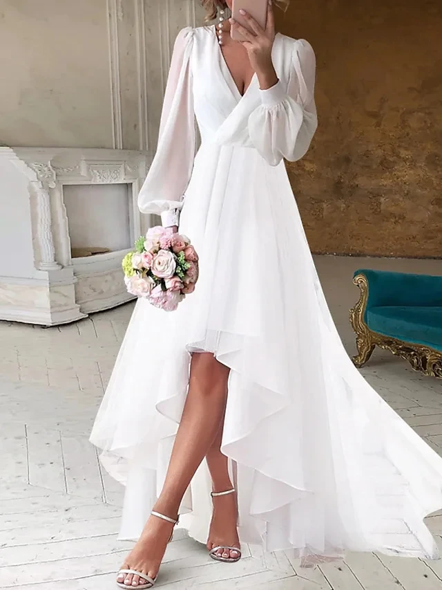 ✨Elegant V-Neck Balloon Sleeve Chiffon Dress✨