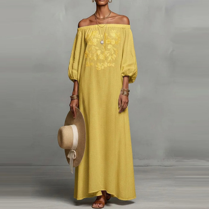 ✨Bohemian Off Shoulder Print Beach Long Dress✨