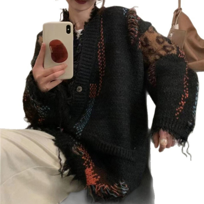 ✨Vintage Leopard Print Tassel Knit Cardigan✨