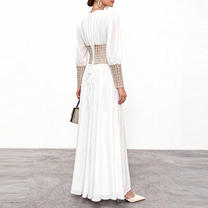 ✨Elegant Diamond Patchwork Long Sleeve Banquet Dress✨