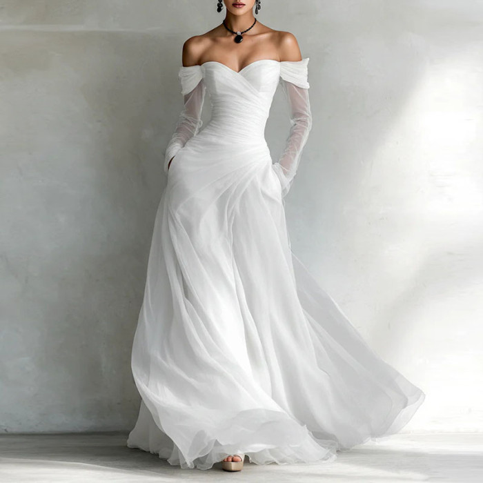 ✨Elegant Solid Strapless Backless Prom Dress✨