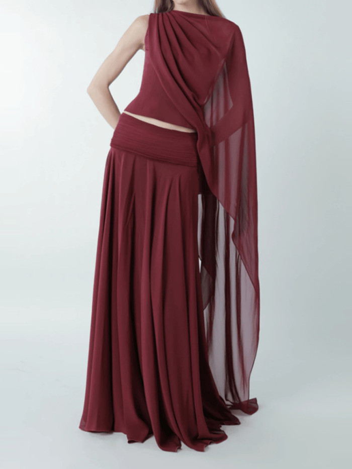 ✨O-Neck Chiffon Pleated Two Piece Party Set✨
