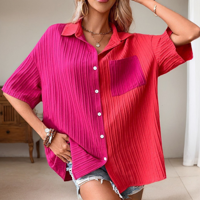 ✨Casual Contrast Stitch Short Sleeve Shirt✨