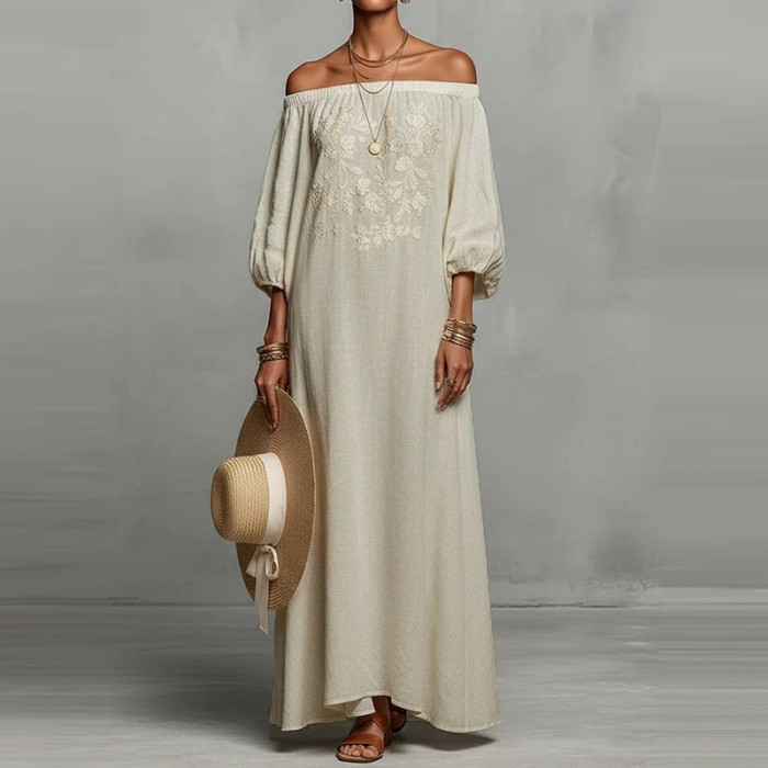 ✨Bohemian Off Shoulder Print Beach Long Dress✨