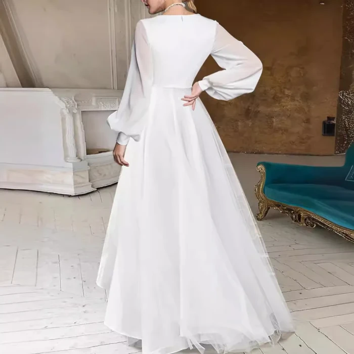✨Elegant V-Neck Balloon Sleeve Chiffon Dress✨