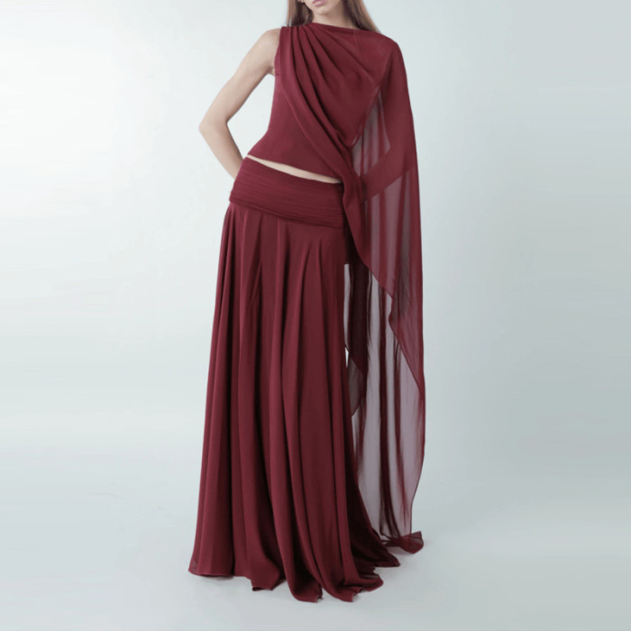 ✨O-Neck Chiffon Pleated Two Piece Party Set✨