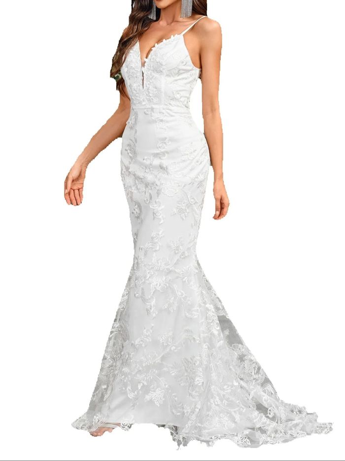 ✨Elegant Embroidered Backless Deep V Mermaid Gown✨