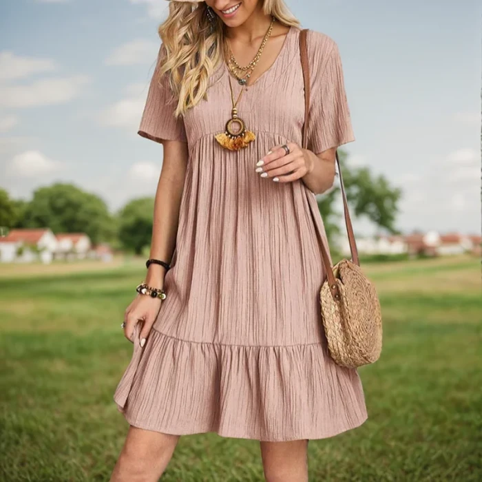 ✨Vintage V-Neck High Waist A-Line Mini Dress✨