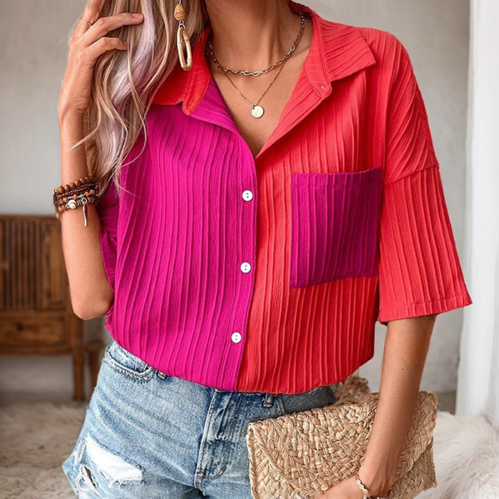 ✨Casual Contrast Stitch Short Sleeve Shirt✨