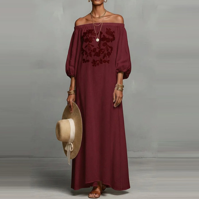 ✨Bohemian Off Shoulder Print Beach Long Dress✨