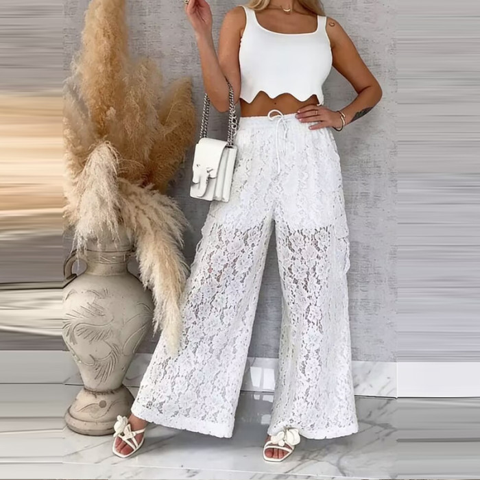 ✨Lace Perspective High Waist Beach Long Pants✨